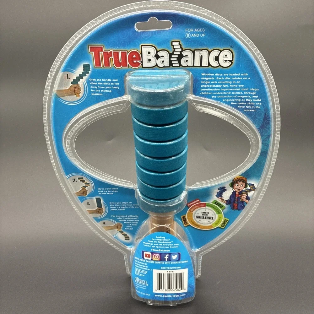 TrueBalance Wooden Balance Game STEM Fine Motor Coordination Handheld Skill Toy